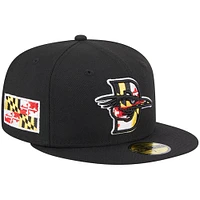Casquette ajustée New Era noire Delmarva Shorebirds pour homme Maryland 59FIFTY