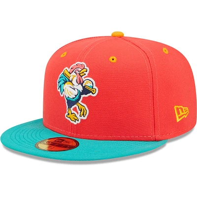 Casquette ajustée New Era Gallos De Delmarva Copa La Diversion 59FIFTY corail/turquoise pour homme