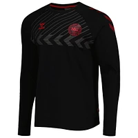 Men's Black Denmark National Team Fan Raglan Long Sleeve T-Shirt