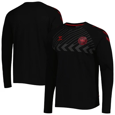Men's Black Denmark National Team Fan Raglan Long Sleeve T-Shirt