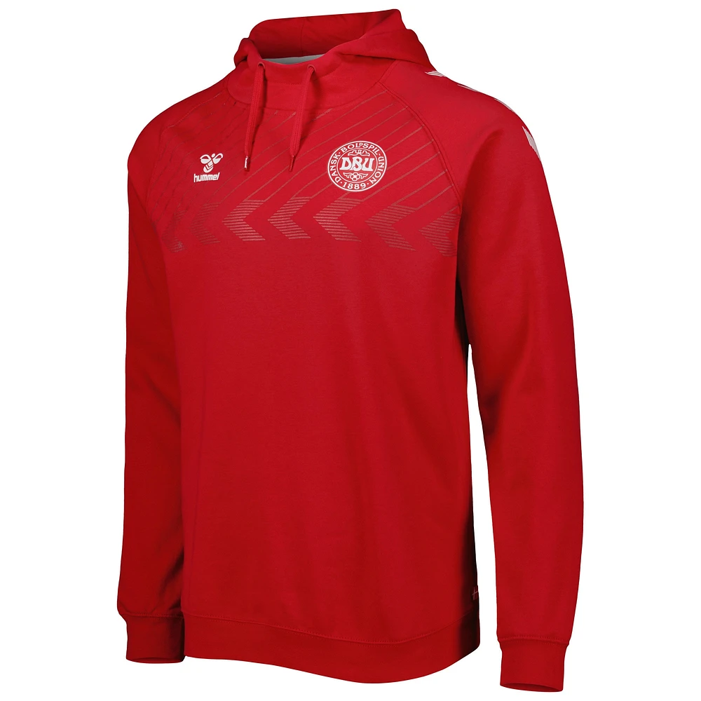 Men's Red Denmark National Team Fan Raglan Pullover Hoodie