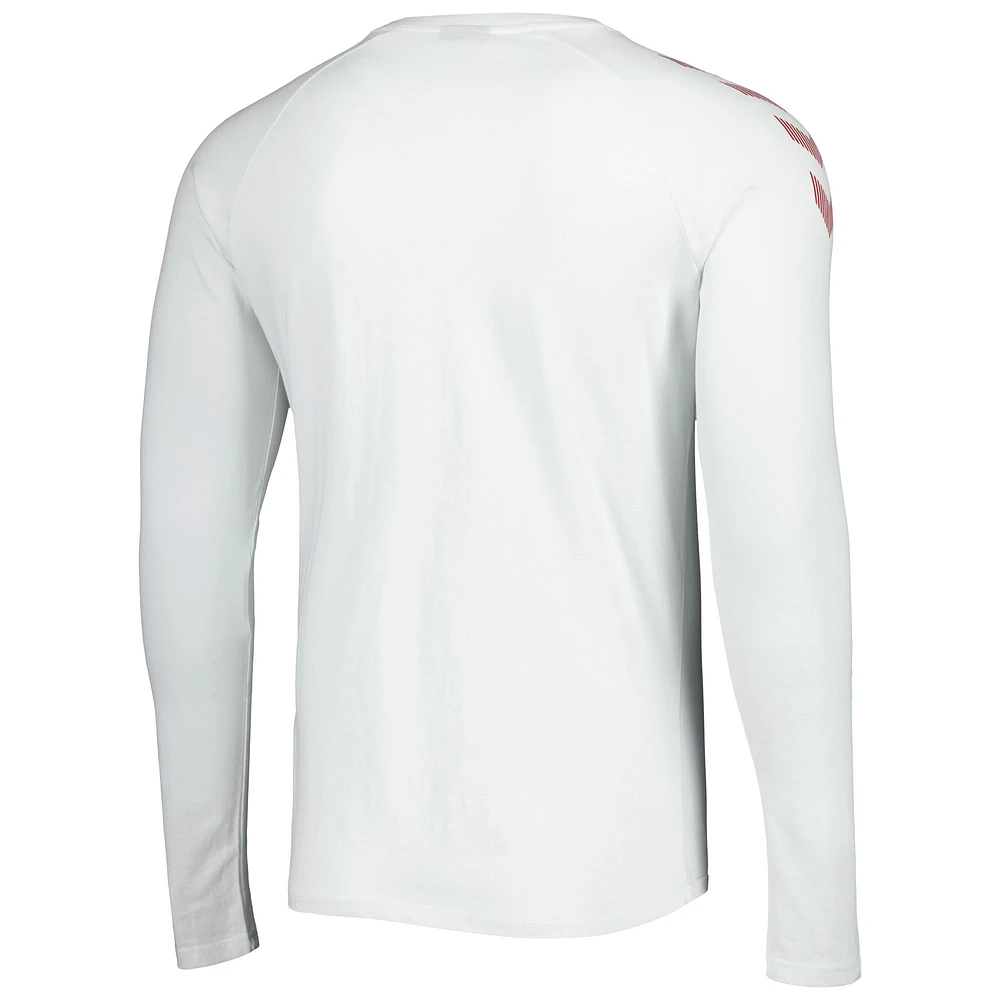 Men's White Denmark National Team Fan Raglan Long Sleeve T-Shirt