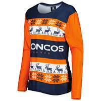 Women's FOCO Navy Denver Broncos Wordmark Ugly Pajama Set