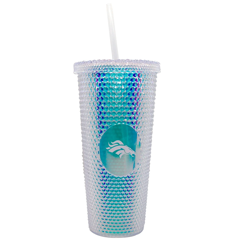 Denver Broncos 24oz. Gobelet de voyage clouté irisé avec paille