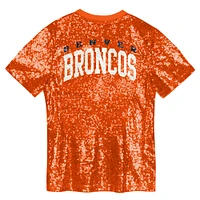 Girls Youth Orange Denver Broncos Wordmark Sequin V-Neck Top