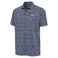 Men's Antigua Heather Navy Denver Broncos Relentless Polo