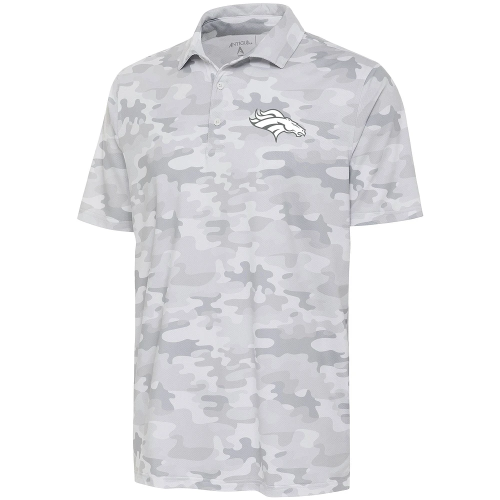 Men's Antigua White Denver Broncos Anthracite Logo Collide Polo