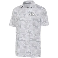 Men's Antigua White Denver Broncos Anthracite Logo Collide Polo