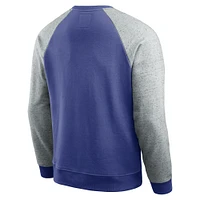 Men's Darius Rucker Collection by Fanatics Royal/Heather Gray Denver Broncos Throwback Color Block Raglan Pullover Sweatshirt