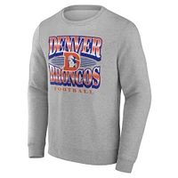 Men's Fanatics Heather Gray Denver Broncos Chance Throwback Fleece Pullover Sweatshirt