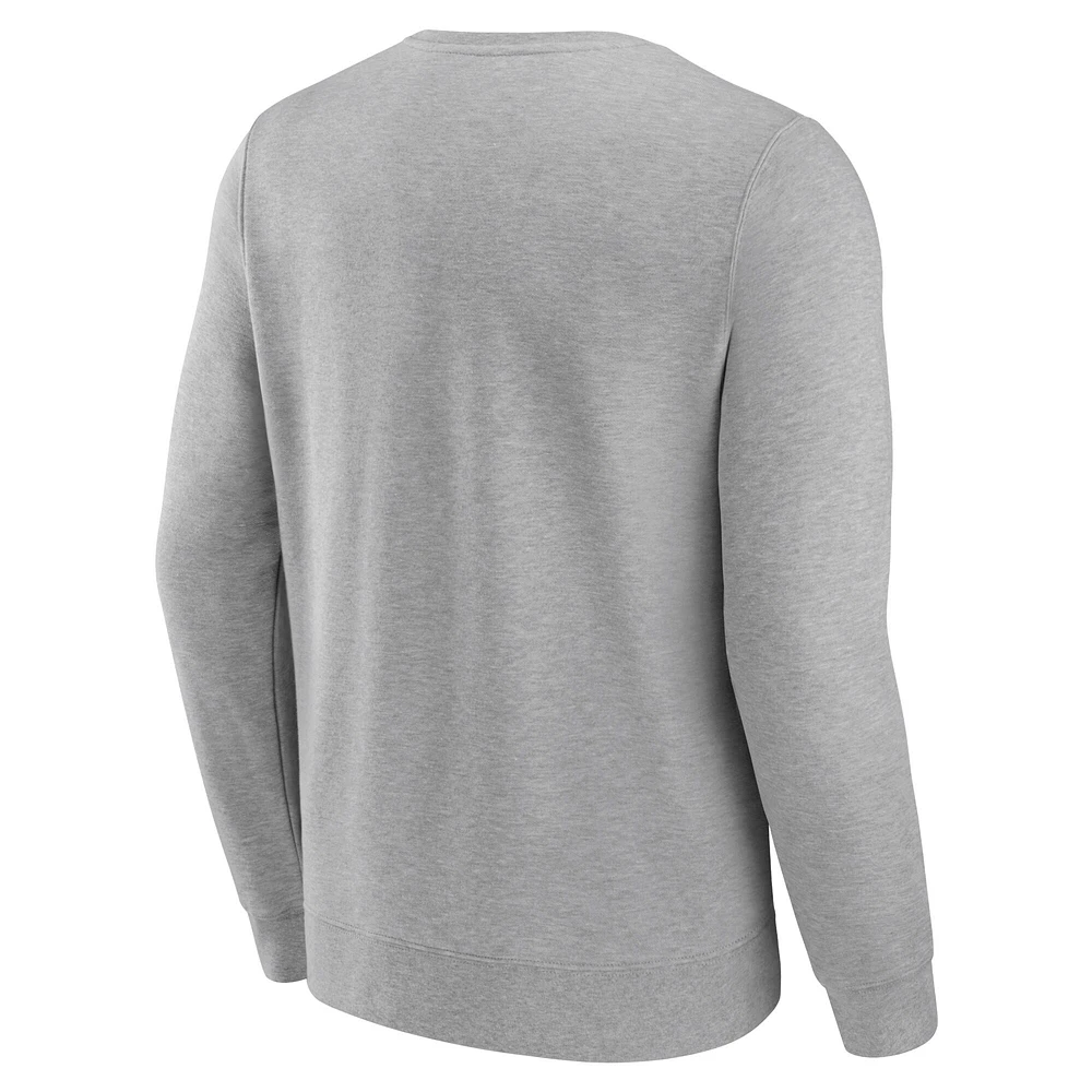 Men's Fanatics Heather Gray Denver Broncos Chance Throwback Fleece Pullover Sweatshirt