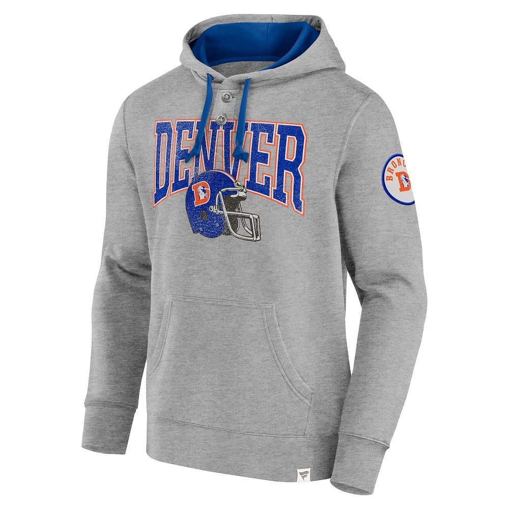 Men's Fanatics  Heather Gray Denver Broncos Label Maker Pullover Hoodie