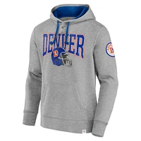 Men's Fanatics  Heather Gray Denver Broncos Label Maker Pullover Hoodie