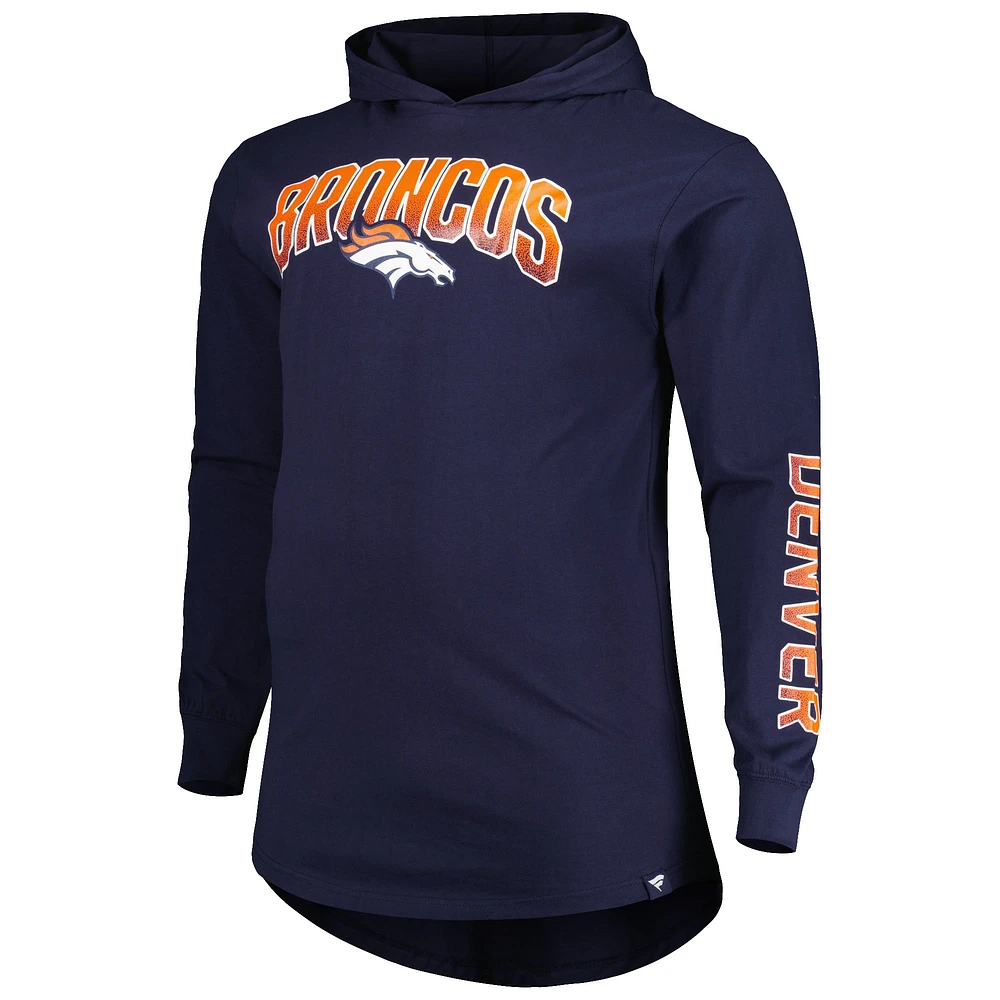 Men's Fanatics Navy Denver Broncos Big & Tall Front Runner Pullover Hoodie