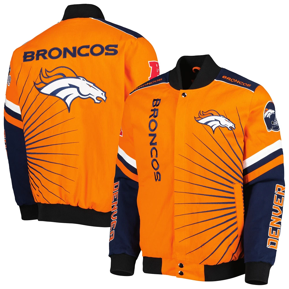Veste universitaire à boutons-pression pour homme G-III Sports by Carl Banks orange Denver Broncos Extreme Redzone
