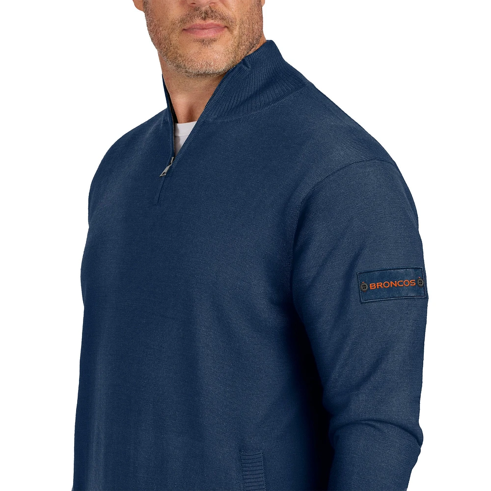 Men's J. Palmer Navy Denver Broncos Franchise Quarter-Zip Sweater