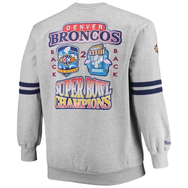 Mitchell & Ness Homme Gris chiné Denver Broncos Tailles Big Tall Allover Print Sweatshirt