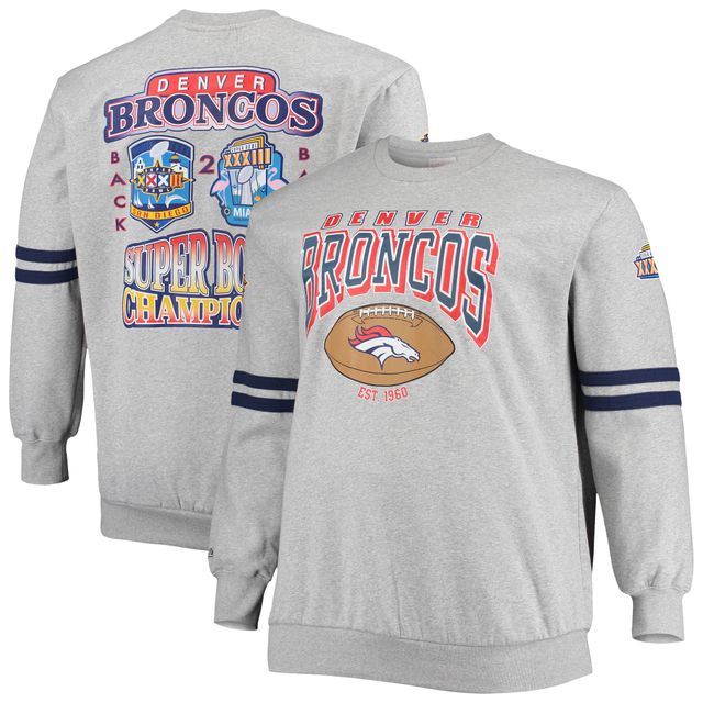Mitchell & Ness Homme Gris chiné Denver Broncos Tailles Big Tall Allover Print Sweatshirt
