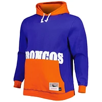 Men's Mitchell & Ness Navy/Orange Denver Broncos Big Tall Face Pullover Hoodie