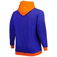 Men's Mitchell & Ness Navy/Orange Denver Broncos Big Tall Face Pullover Hoodie