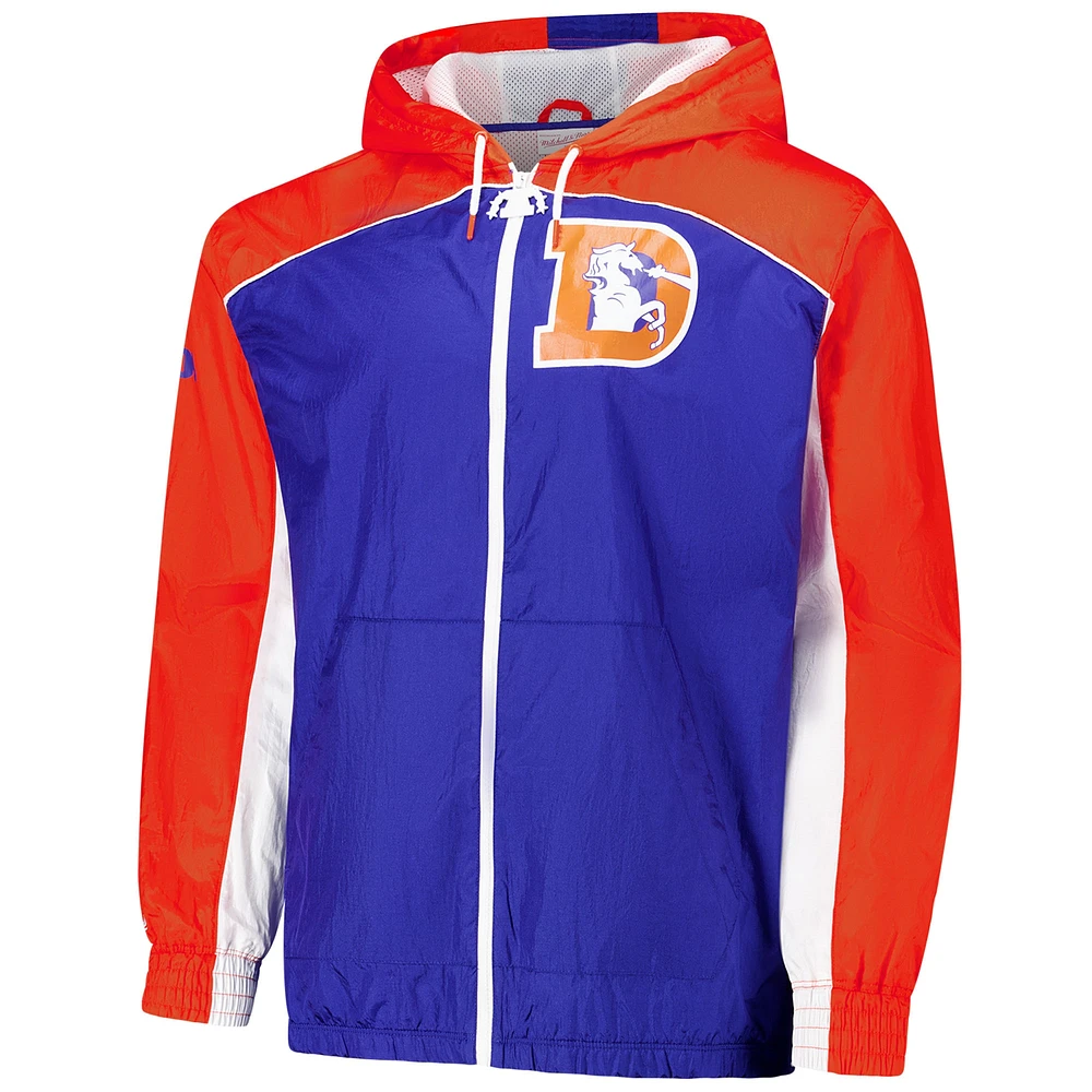 Men's Mitchell & Ness Royal Denver Broncos Big Shot Premium Full-Zip Windbreaker