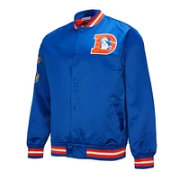 Men's Mitchell & Ness Royal Denver Broncos Double Down Satin Full-Snap Jacket