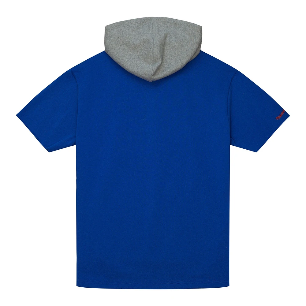 Men's Mitchell & Ness Royal Denver Broncos Postgame Short Sleeve Hoodie