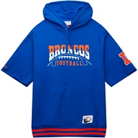 Men's Mitchell & Ness Royal Denver Broncos Pre-Game Short Sleeve Pullover Hoodie
