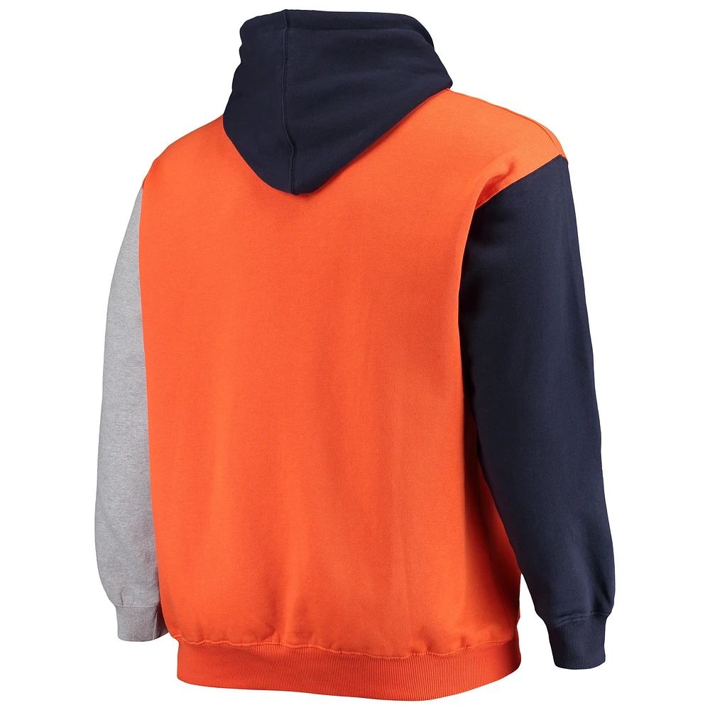 Men's Navy/Orange Denver Broncos Big & Tall Pullover Hoodie