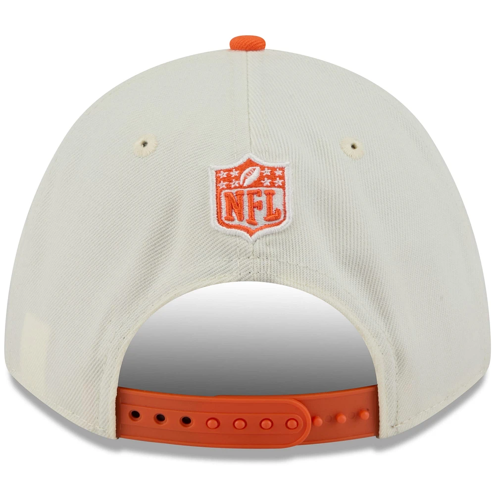 Men's New Era Cream/Orange Denver Broncos 2025 NFL Draft 9FORTY A-Frame M-Crown Adjustable Hat