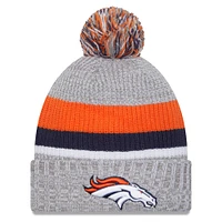 Men's New Era Heather Gray Denver Broncos Cuffed Knit Hat with Pom