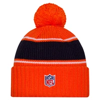 Men's New Era Orange Denver Broncos 2024 Sideline Sport Cuffed Knit Hat with Pom
