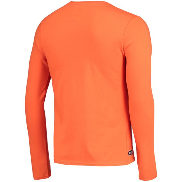 T-shirt à manches longues pour hommes New Era Orange Denver Broncos Combine Authentic Split Line