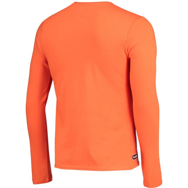 T-shirt à manches longues New Era orange Denver Broncos Combine Authentic Static Abbreviation pour homme