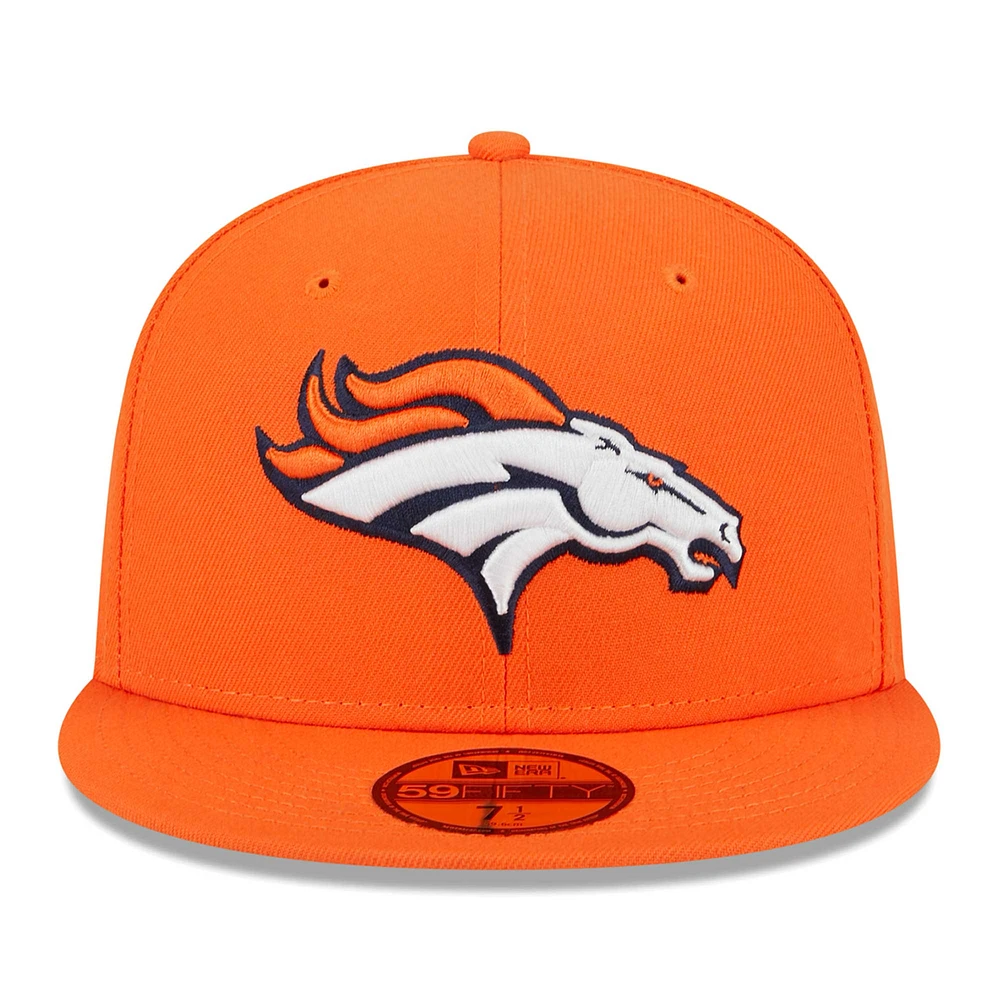 Casquette ajustée Main 59FIFTY orange Denver Broncos New Era pour homme