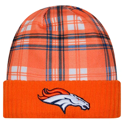 Bonnet en tricot à revers orange Denver Broncos Sideline Statement pour homme New Era