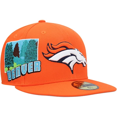 Men's New Era Orange Denver Broncos Stateview 59FIFTY Fitted Hat