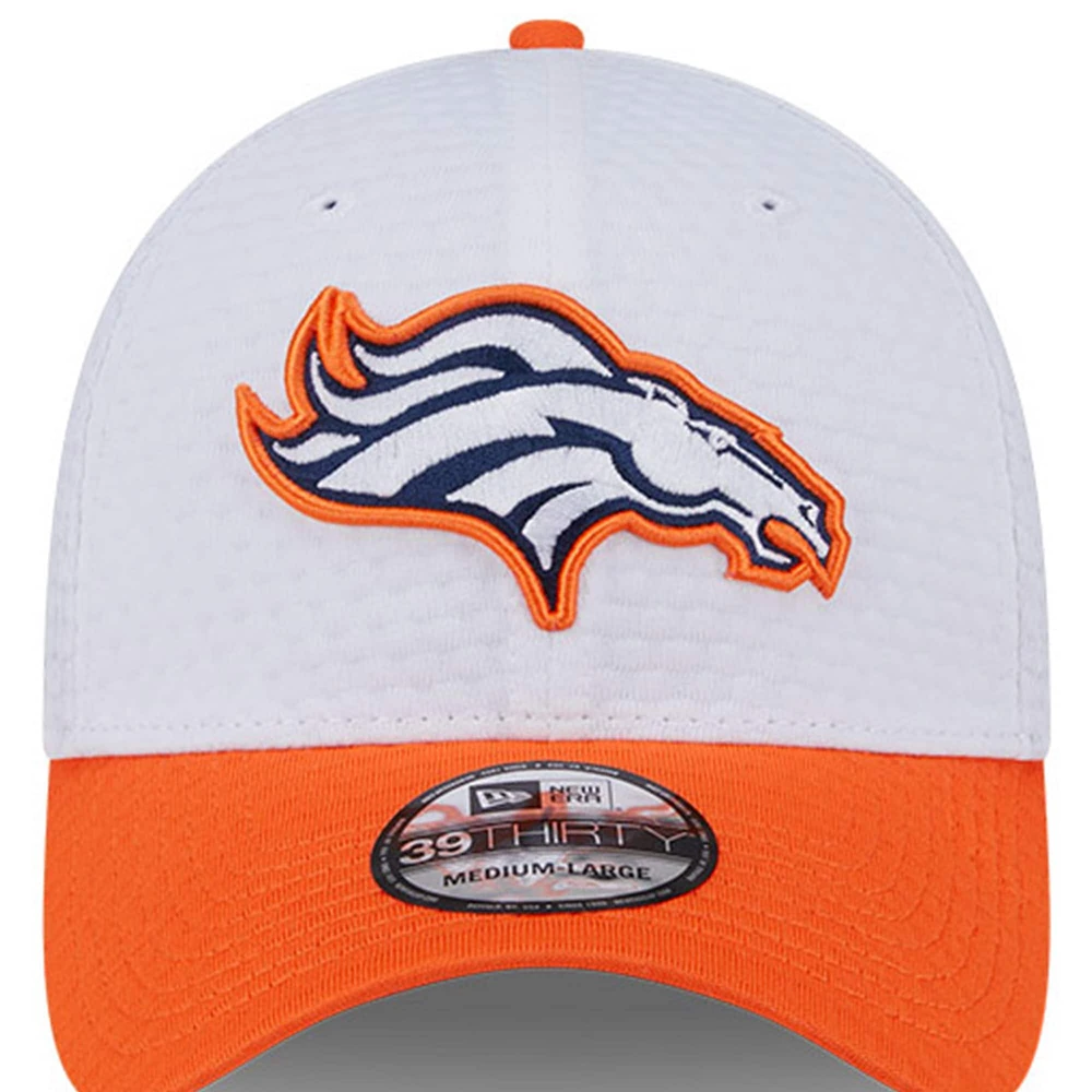 Men's New Era White/Orange Denver Broncos 2024 NFL Training Camp 39THIRTY Flex Hat