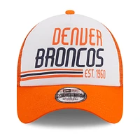 Men's New Era White/Orange Denver Broncos Stacked A-Frame Trucker 9FORTY Adjustable Hat