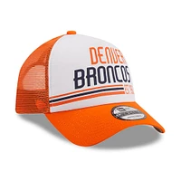 Men's New Era White/Orange Denver Broncos Stacked A-Frame Trucker 9FORTY Adjustable Hat