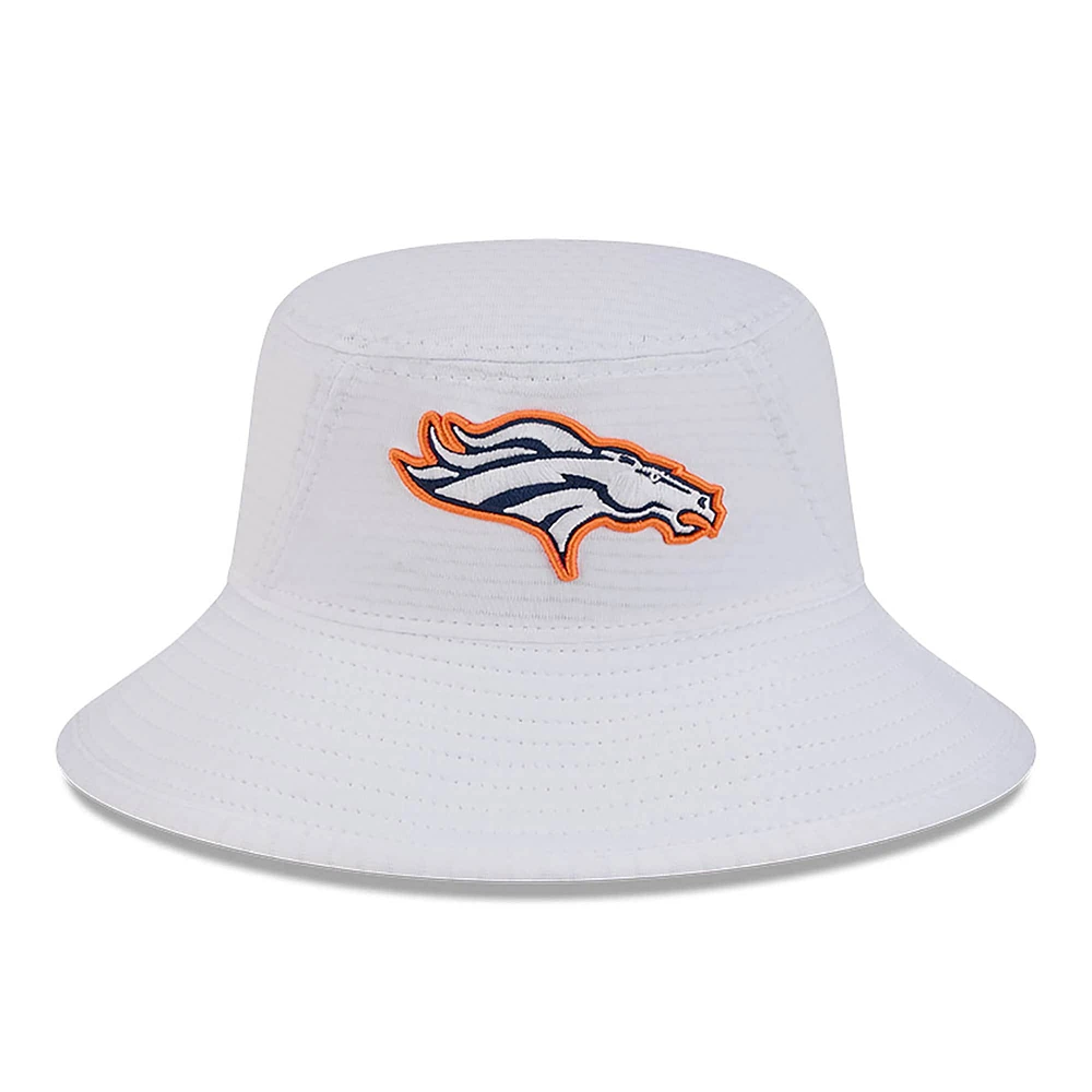 Men's New Era White Denver Broncos 2024 NFL Training Camp Stretch Bucket Hat