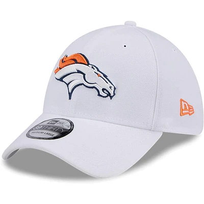 Casquette flexible principale 39THIRTY des Denver Broncos New Era pour hommes, blanche