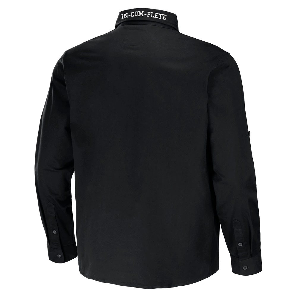 Collection NFL x Darius Rucker pour homme par Fanatics - Chemise boutonnée à manches longues en sergé convertible des Broncos de Denver, noire