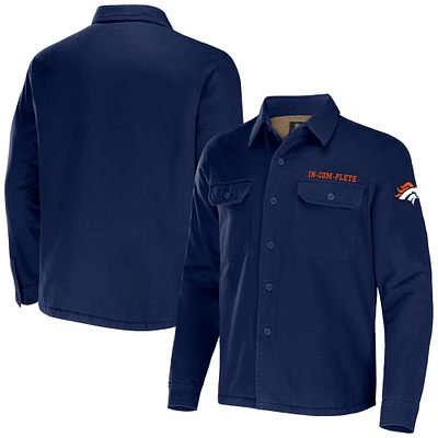 Collection NFL x Darius Rucker pour homme par Fanatics - Veste-chemise boutonnée en toile Denver Broncos bleu marine