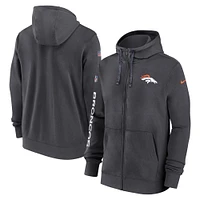 Men's Nike Anthracite Denver Broncos 2024 Sideline Club Full-Zip Hoodie