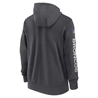 Men's Nike Anthracite Denver Broncos 2024 Sideline Club Full-Zip Hoodie