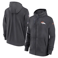 Men's Nike Anthracite Denver Broncos 2024 Sideline Club Full-Zip Hoodie