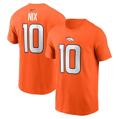 T-shirt Nike Bo Nix Orange Denver Broncos avec nom et numéro pour homme