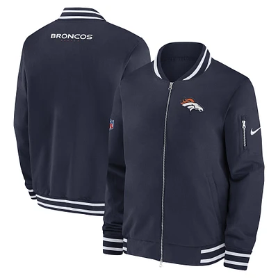 Veste aviateur entièrement zippée Nike Denver Broncos bleu marine pour homme