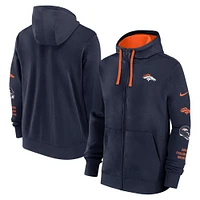 Men's Nike Navy Denver Broncos Primetime Club Full-Zip Hoodie